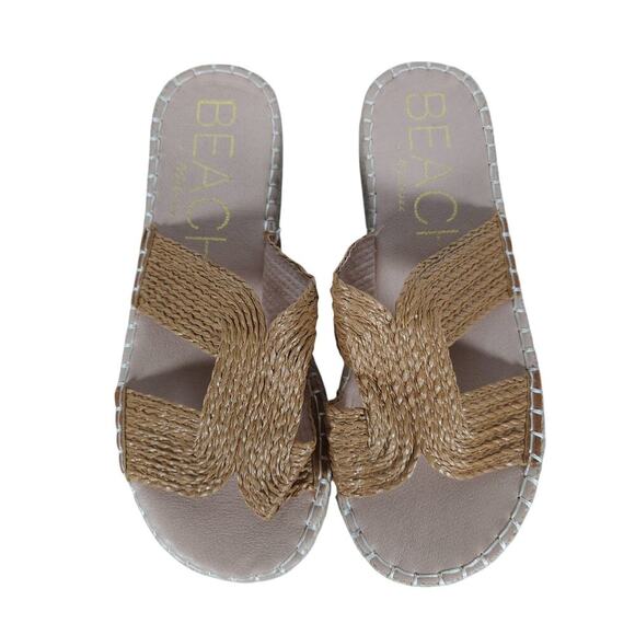 Beach by Matisse Womens Sandals 9 Tan Platform Woven Criss Cross Espadrille Chic - Picture 5 of 9